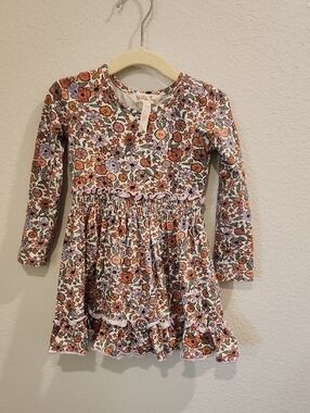 Matilda Jane Floral Long-Sleeve Dress in Rust, Lavender & Cream